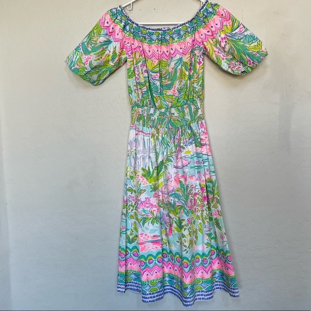 New Lilly Pulitzer Camille Off-The-Shoulder Floral Dress size XS - Picture 4 of 11